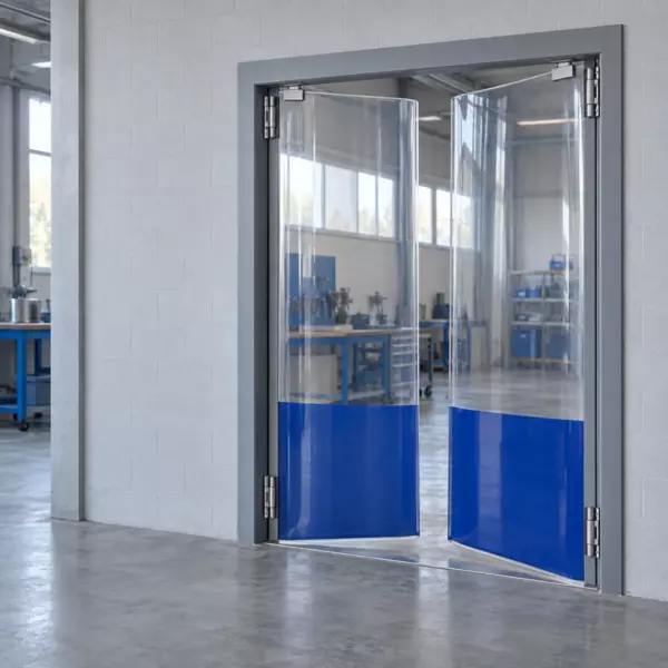 Маятниковая распашная двустворчатая эластичная дверь из ПВХ 240*200